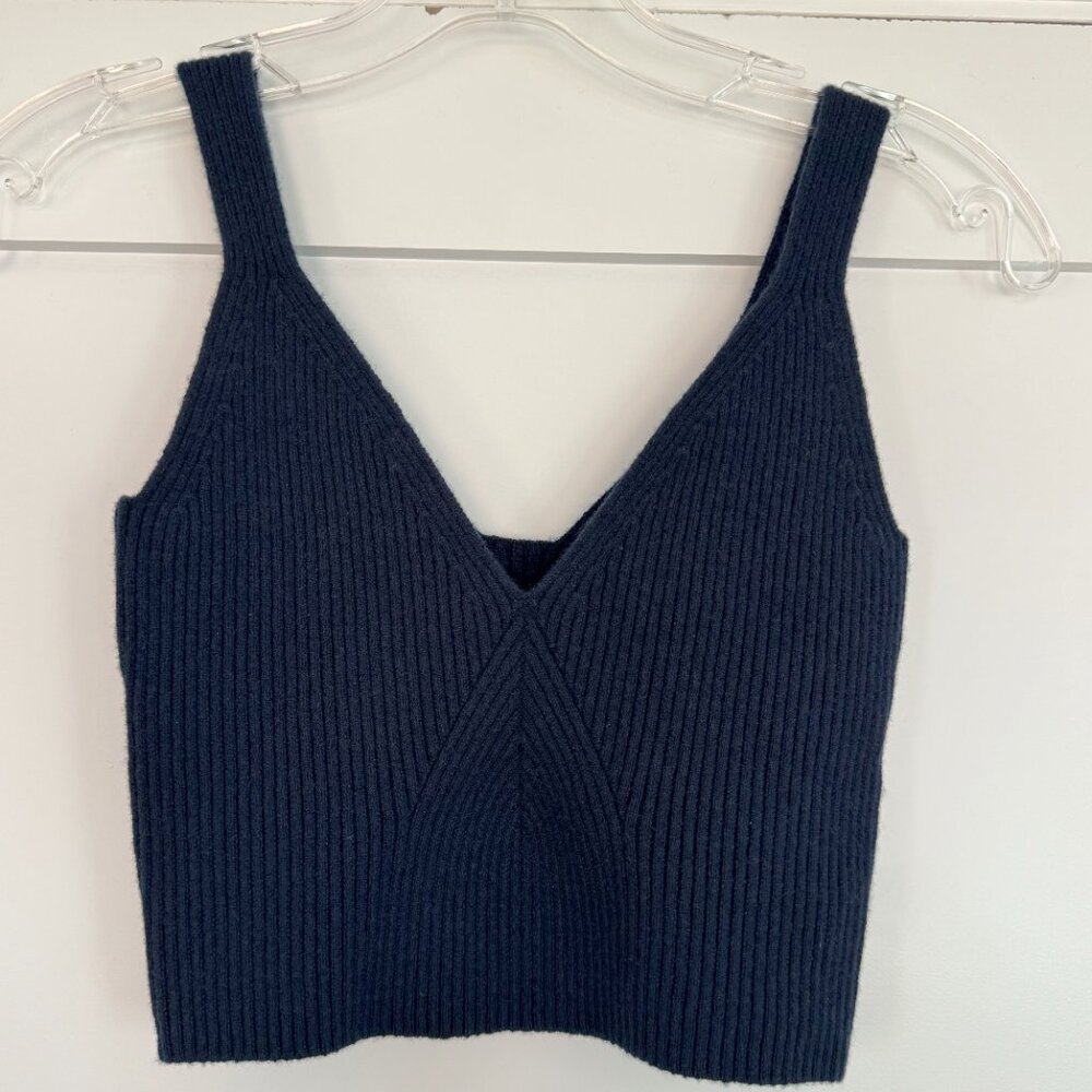 NWT J Crew womens cashmere-blend cropped sweater-tank navy size S - Picture 3 of 6